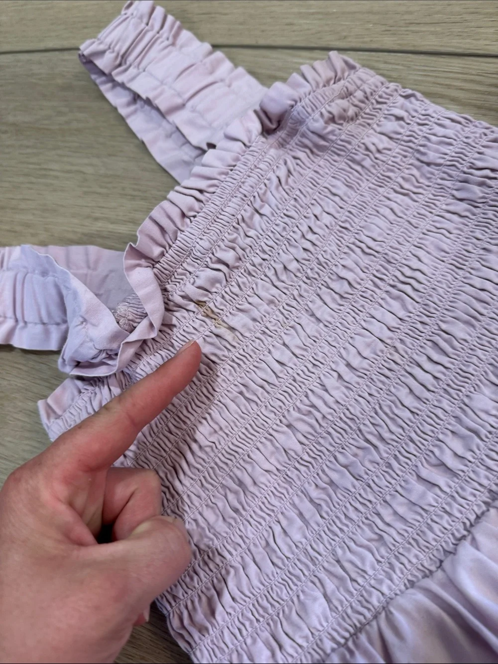 ABERCROMBIE & FITCH Smocked Bodice Easy Maxi Tiered Dress Sz S  Lavender